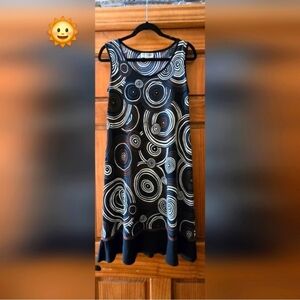 Studio I Dress Size 12 Sleeveless Black  white brown Swirl
